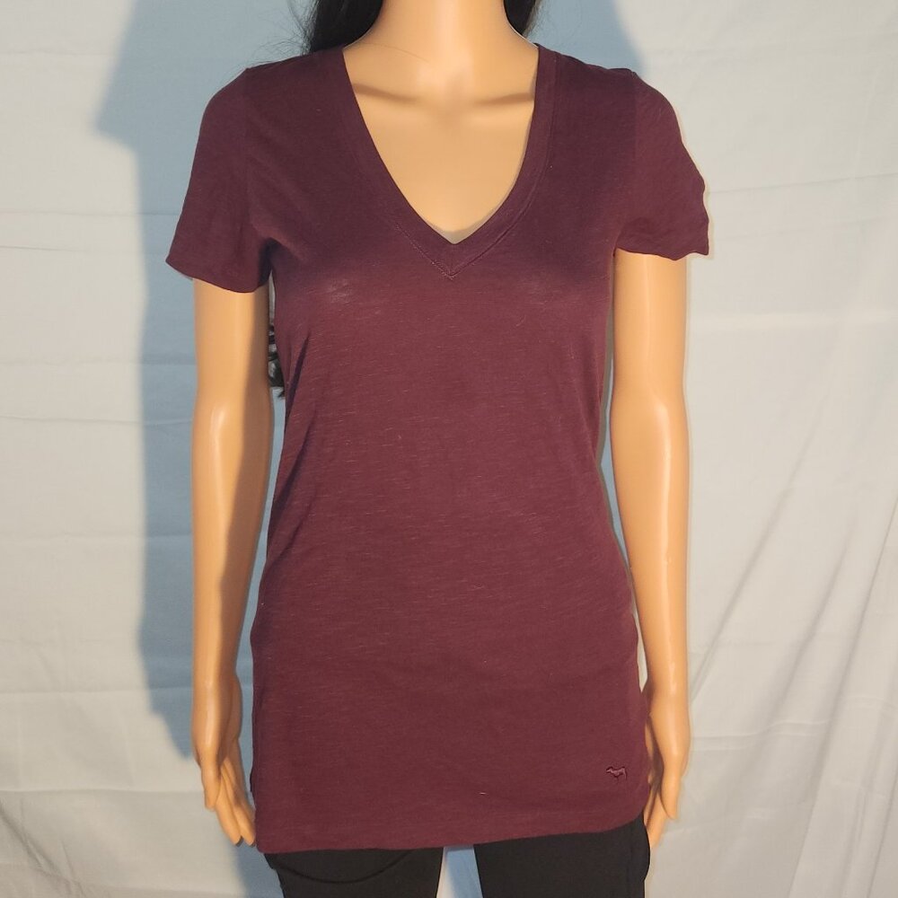 Pink Victoria's Secret V-neck tee/sleep shirt. Dark Maroon in size Medium.